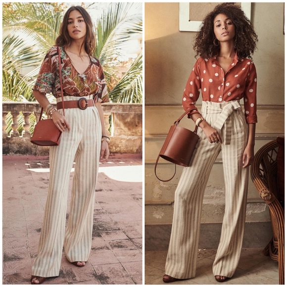 Sezane Pants - Sézane Arthur High Rise Paperbag Striped Pants